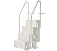 VEVOR Escalera para Piscina, 4 Escalones con Pasamanos Dobles y Escalones Resistentes Antideslizantes, Carga de 181,4 kg, para Piscinas Enterradas y Elevadas, Blanco Leche, 874 x 808 x 1985 mm