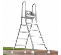 VEVOR Escalera para Piscina Desmontable de 4 Peldaños Hasta 150 kg, Escalera de Seguridad Antideslizante de Acero Inoxidable con Pasamanos Ergonómicos, Patas de Goma para Piscina Elevada de 125 cm