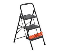 VEVOR Escalera Plegable de 3 Peldaños, Escalera de Tijera con Estructura de Acero, Capacidad de Carga Máx. 272 kg, con Pies Antideslizantes y Asa Superior de Goma, Utensilio para Hogar Cocina Oficina