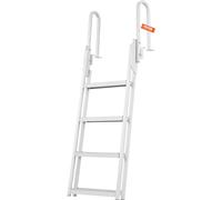 VEVOR Escalera Plegable de 4 peldaños de 158 kg de Capacidad de Carga de Aluminio con peldaño de 10 cm de Ancho y Alfombrilla de Goma Antideslizante para Barco/Lago/Piscina/Marina