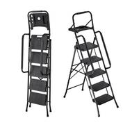 VEVOR Escalera Plegable de 5 Peldaños, Escalera de Tijera con Estructura de Acero, Capacidad de Carga Máx. 272 kg, con Pies Antideslizantes Bandeja de Herramientas Pasamanos, para Doméstico Oficina
