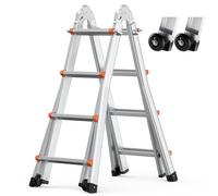 VEVOR Escalera Telescópica con Estructura en A Escalera Extensible 467 cm Escalera Plegable Portátil para RV, Tareas Escolares, Escalera de Techo para Interiores y Exteriores Carga de 149,7 kg