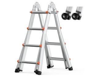 VEVOR Escalera Telescópica con Estructura en A Escalera Extensible 467 cm Escalera Plegable Portátil para RV, Tareas Escolares, Escalera de Techo para Interiores y Exteriores Carga de 149,7 kg