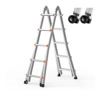 VEVOR Escalera Telescópica con Estructura en A Escalera Extensible 599 cm Escalera Plegable Portátil para RV, Tareas Escolares, Escalera de Techo para Interiores y Exteriores Carga de 149,7 kg