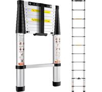 VEVOR Escalera Telescópica de Aluminio Altura de 320cm Escalera de Extensión Plegable Portátil Capacidad de 170kg con Pies Antideslizantes 1 Botón de Retracción para Reparaciones de Hogar Autocaravana