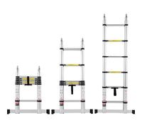 VEVOR Escalera Telescópica, de Aluminio, en Forma de A, Ligera, Plegable, con Retracción de Múltiples Botones, Carga 170 kg, con Barra Estabilizadora, para Vehículos Recreativos, 465 x 165 x 865 mm