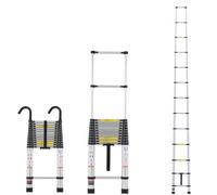 VEVOR Escalera Telescópica, Escalera Extensible Ligera de Aluminio Plegable Retráctil con Múltiples Botones, Capacidad de 170 kg con Pies Antideslizantes, para el Hogar, RV, Loft, 475 x 90 x 937 mm