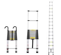 VEVOR Escalera Telescópica, Escalera Extensible Ligera de Aluminio Plegable Retráctil con Múltiples Botones, Capacidad de 170 kg con Pies Antideslizantes, para el Hogar, RV, Loft, 490 x 96 x 1010 mm