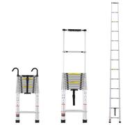 VEVOR Escalera Telescópica, Escalera Extensible Ligera de Aluminio Plegable Retráctil con Múltiples Botones, Capacidad de 190 kg con Pies Antideslizantes, para el Hogar, RV, Loft, 5036 x 470 x 96 mm