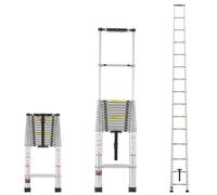 VEVOR Escalera Telescópica, Escalera Extensible Ligera de Aluminio Plegable Retráctil con Múltiples Botones, Capacidad de 190 kg con Pies Antideslizantes, para el Hogar, RV, Loft, 6203 x 480 x 99 mm