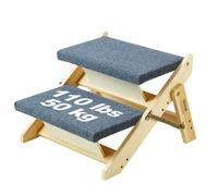 VEVOR Escaleras de Madera para Mascotas 2 Escalones Rampa de Escalera Convertible 2 en 1 para Perros de Razas Pequeñas y Grandes Capacidad de Carga 50 kg para Acceso a Camas, Sofás, Vehículos