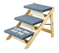 VEVOR Escaleras de Madera para Mascotas 3 Escalones Rampa de Escalera Convertible 2 en 1 para Perros de Razas Pequeñas y Grandes Capacidad de Carga 68 kg para Acceso a Camas, Sofás, Vehículos