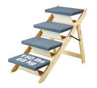 VEVOR Escaleras de Madera para Mascotas 4 Escalones Rampa de Escalera Convertible 2 en 1 para Perros de Razas Pequeñas y Grandes Capacidad de Carga 68 kg para Acceso a Camas, Sofás, Vehículos