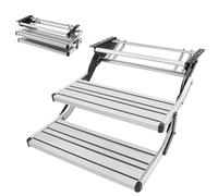 VEVOR Escalón para Autocaravana Manual de 2 Peldaños, Escalera Plegable Retráctil Carga de 199,58 kg, con Estructura de Acero y Escalones de Aleación de Aluminio, para Caravana, Remolque de Viaje
