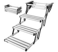VEVOR Escalón para Autocaravana Manual de 3 Peldaños, Escalera Plegable Retráctil Carga de 199,58 kg, con Estructura de Acero y Escalones de Aleación de Aluminio, para Caravana, Remolque de Viaje