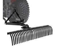 VEVOR Escarificadora de Césped de 1525 mm, con 32 Púas de Acero Q235, Rastrillo Paisajístico de 3 Puntas con Accesorios para Tractor, para Limpiar el Césped y Nivelar el Terreno, Color Negro