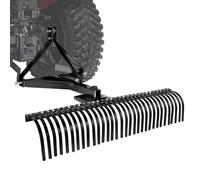 VEVOR Escarificadora de Césped de 1525 mm, con 32 Púas de Acero Q235, Rastrillo Paisajístico de 3 Puntas con Accesorios para Tractor, para Limpiar el Césped y Nivelar el Terreno, Color Negro