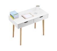 VEVOR Escritorio de Niños 990 x 510 x 765mm, Mesa de Estudio de Madera Sencilla con Cajón Mesa Rectangular para Niños para Dibujar, Leer y Escribir en el Hogar y Dormitorio, Color Blanco y Madera