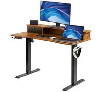 VEVOR Escritorio de Pie de Altura Ajustable 0,72-1,1 m Mesa Elevable de 2 Capas de 1,2 x 0,6 m Escritorio Eléctrico de Pie Elevación de 15,4 mm/s Estructura Metálica Carga de 82 kg para Hogar Oficina