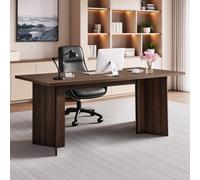 VEVOR Escritorio Ejecutivo Moderno, con Orificio para Gestión de Cables, Estructura de Panal y Aglomerado, Capacidad de Carga de 113,4 kg, para Trabajar, Estudiar y Escribir, Color Marrón y Negro