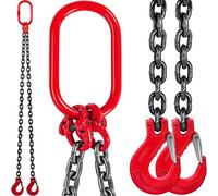 VEVOR Eslinga de cadena de 10 mm 1,5 m patas dobles con ganchos de sujeción de acero capacidad 4 T cadena de doble pata G80 para elevación de fábricas, sitios de construcción, minas, puertos