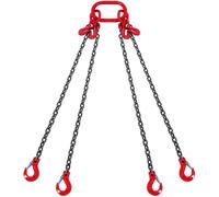 VEVOR Eslinga de Cadena de Elevación 4 Cadenas con Ganchos y Ajustadores 10mm x 300cm Carga de 8344 kg G80 para Carretilla Elevadora, Polipasto Motorizado, Muelle, Sitio de Construcción, Fábrica