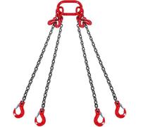 VEVOR Eslinga de Cadena de Elevación 4 Cadenas con Ganchos y Ajustadores 6mm x 150cm Carga de 2993 kg G80 para Carretilla Elevadora, Polipasto Motorizado, Muelle, Sitio de Construcción, Fábrica