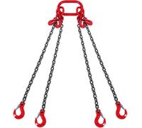 VEVOR Eslinga de Cadena de Elevación 4 Cadenas con Ganchos y Ajustadores 6mm x 150cm Carga de 2993 kg G80 para Carretilla Elevadora, Polipasto Motorizado, Muelle, Sitio de Construcción, Fábrica