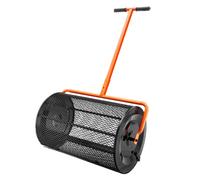 VEVOR Esparcidor de Abono Ancho de 61 cm Esparcidor de Turba y Musgo Mango Regulable en Altura 62,5-67,5 cm Cesta de Malla de Acero Cierres Laterales para Esparcir Estiércol Césped Jardín, Negro