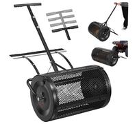 VEVOR Esparcidor de Compostaje 76,5 L, Ancho de Trabajo de 61 cm, Esparcidor de Abono Semillas Fertilizante, con Enganche de Remolque y Cepillo Nivelador, Acero, Distribuidor para Césped Jardín Huerto