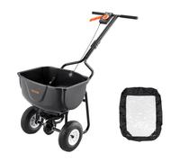 VEVOR Esparcidor de Empuje Manual Capacidad de 27,2 kg, Esparcidor de Compost con Ruedas Neumáticas, Ancho de Esparcimiento de 0 a 3 m para Semillas y Fertilizantes, para Jardín, Césped, Campo, Granja