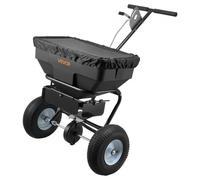 VEVOR Esparcidor de Empuje Manual Capacidad de 59 kg, Esparcidor de Compost con Neumáticos y Tolva, Ancho de Esparcimiento de 0 a 3,66 m para Semillas y Fertilizantes, para Jardín, Césped, Patio