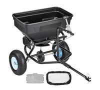 VEVOR Esparcidor de Empuje Manual Capacidad de 59 kg, Esparcidor de Compost con Rejilla de Tolva y Ruedas, Ancho de Esparcimiento de 0 a 3 m para Semillas y Fertilizantes, para Jardín, Césped