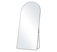 VEVOR Espejo Arqueado de Cuerpo Completo, 1800 x 810 mm, Gran Espejo de Suelo Inclinado para Colgar en la Pared con Soporte, Marco de Aleación de Aluminio para Sala de Estar, Dormitorio, Negro