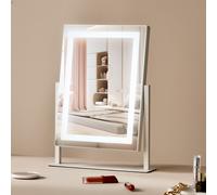 VEVOR Espejo de Maquillaje Iluminado con Tres Modos de Iluminación de Color, LED con Luces y Espejo de Aumento de 5X, Control Táctil Inteligente, Rotación 360°, 364 x 84 x 475 mm, Blanco, Rectangular