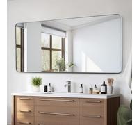 VEVOR Espejo de Pared Espejo de Maquillaje Espejo de Baño 1828 x 813 x 25 mm Espejo Rectangular Marco de Aleación de Aluminio Color Plata con Soporte en Forma de Z para Baño Dormitorio Sala de Estar