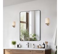 VEVOR Espejo de Maquillaje de Pared, con Marco de Aleación de Aluminio y Película a Prueba de Explosiones, con Soporte en Forma de Z, Apto para Baño, Dormitorio y Sala de Estar, 761 x 558 x 25 mm