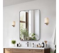 VEVOR Espejo de Maquillaje de Pared, con Marco de Aleación de Aluminio y Película a Prueba de Explosiones, con Soporte en Forma de Z, Apto para Baño, Dormitorio y Sala de Estar, 762 x 559 x 25 mm