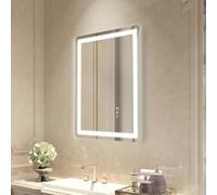 VEVOR Espejo de Tocador de Baño LED, con Iluminación Frontal y Retroiluminada, con Memoria y Luces, Temperatura Regulable de 3 Colores sin Niveles, 10% - 100%, Montado en la Pared, 500 x 700 x 26 mm