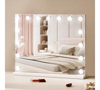 VEVOR Espejo de Tocador Hollywood con Luces, 15 Bombillas Regulables y 3 Modos de Iluminación de Color, Aumento Desmontable de 5X, Puerto USB, Control Táctil Inteligente, en Pared, 580 x 120 x 482 mm