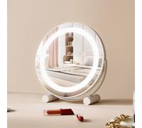 VEVOR Espejo de Tocador Redondo con Luces, LED con 3 Modos de Iluminación de Color, con Espejo de Aumento de 5x, Control Táctil Inteligente, Rotación de 360°, para Mesa Dormitorio, 310 x 100 x 320 mm