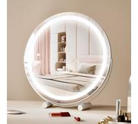 VEVOR Espejo de Tocador Redondo Iluminado con Luces, LED con 3 Modos de Iluminación de Color, con Espejo de Aumento de 5x, Control Táctil Inteligente, Rotación de 360°, 513 x 100 x 523 mm(Blanco)