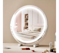 VEVOR Espejo de Tocador Redondo Iluminado con Luces, LED con 3 Modos de Iluminación de Color, con Espejo de Aumento de 5x, Control Táctil Inteligente, Rotación de 360°, 513 x 100 x 523 mm(Blanco)