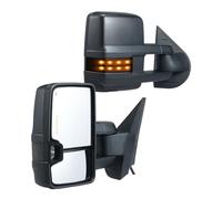 VEVOR Espejo Negro de Remolque Calefacción Eléctrica con luz de señal y LED, 2 piezas, Descongelación, Control Manual Telescópico Plegable para Chevrolet Silverado (2007-2014), GMC, Cadillac