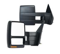 VEVOR Espejo Negro de Remolque Calefacción Eléctrica con Luz de Señal y Vidrio Plano y Convexo, 2 piezas, Control Manual Telescópico Plegable Descongelación de Calefacción para Ford F150 2004-2014