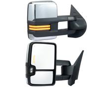 VEVOR Espejo Plata de Remolque Calefacción Eléctrica con Luz de Señal, 2 piezas, Control Manual Telescópico Plegable Descongelación de Calefacción para Chevrolet Silverado(2007-2014), GMC, Cadillac