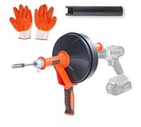 VEVOR Espiral de Limpieza de Tuberías 0,6x762 cm Serpiente de Fontanería con Accesorio de Perforación Desatascador de Desagües con Manguera Protectora y Guantes para Desatascar Inodoros, Cocina, Baño