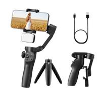 VEVOR Estabilizador de Cardán para Teléfono Inteligente, Estabilizador de 3 Ejes para Teléfonos Móviles con Luz de Relleno Magnética, Seguimiento Facial, Control de Gestos para Grabación de Video