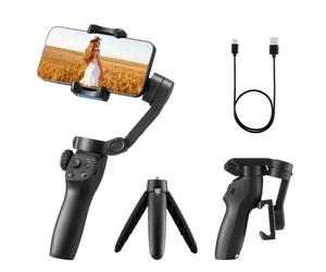 VEVOR Estabilizador de Cardán para Teléfono Inteligente, Estabilizador Portátil y Plegable de 3 Ejes para Teléfonos Inteligentes con Seguimiento Facial/de Objetos, Trípode para Grabación de Vídeo