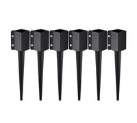 VEVOR Estaca de anclaje para poste de valla, paquete de 6, 24 x 4 x 4 pulgadas de diámetro exterior (diámetro interior 3,5 x 3,5 pulgadas), estaca de poste con recubrimiento de polvo negro de metal, p